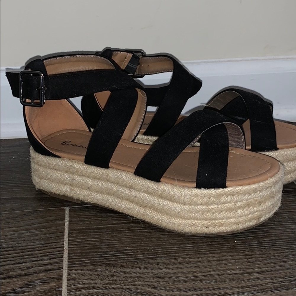 Black platform wedges